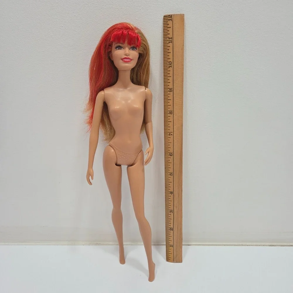 2014 Mattel Barbie Rock N Royals Doll & Guitar CKB63 Nude Red Hair